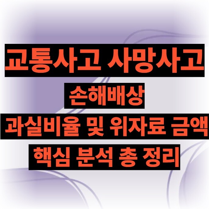 교통사고 사망사고 손해배상 과실비율 및 위자료 금액 핵심 분석 총 정리