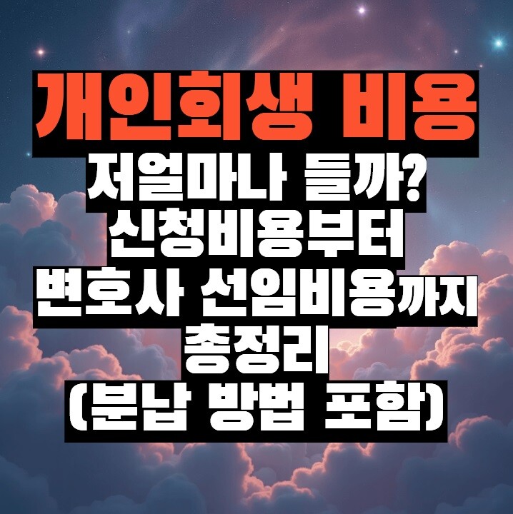 개인회생 비용, 얼마나 들까? 신청비용부터 변호사 선임비용까지 총정리 (분납 방법 포함)
