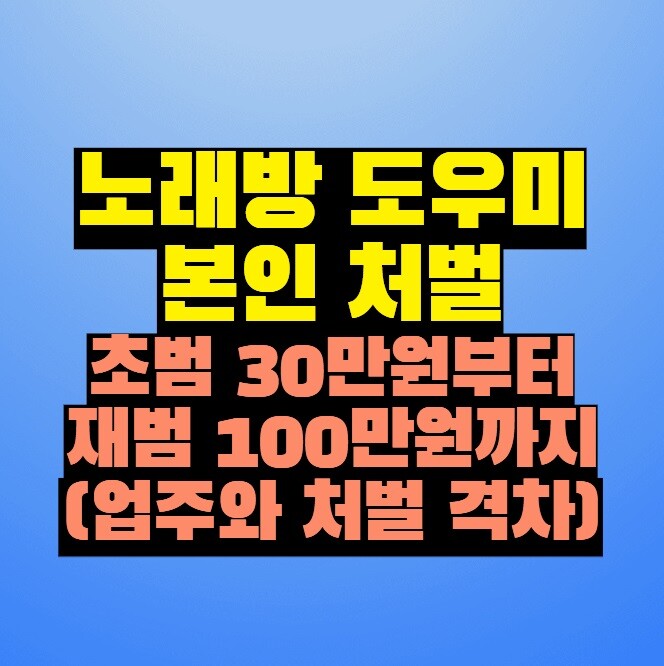 노래방 도우미 본인 처벌 - 초범 30만원부터 재범 100만원까지 (업주와 처벌 격차)