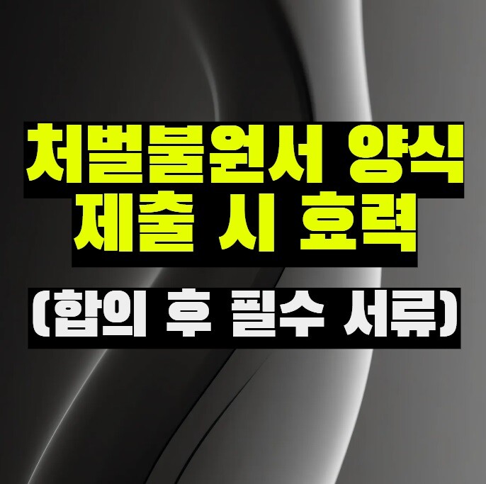 처벌불원서 양식 및 제출 시 효력 (합의 후 필수 서류)