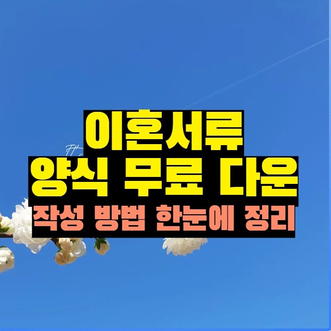 이혼서류 양식 무료 다운 및 작성 방법 한눈에 정리