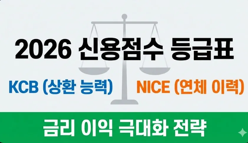 신용점수 등급표 2026 최신판 (KCB NICE 비교 및 2030 평균 올리기)