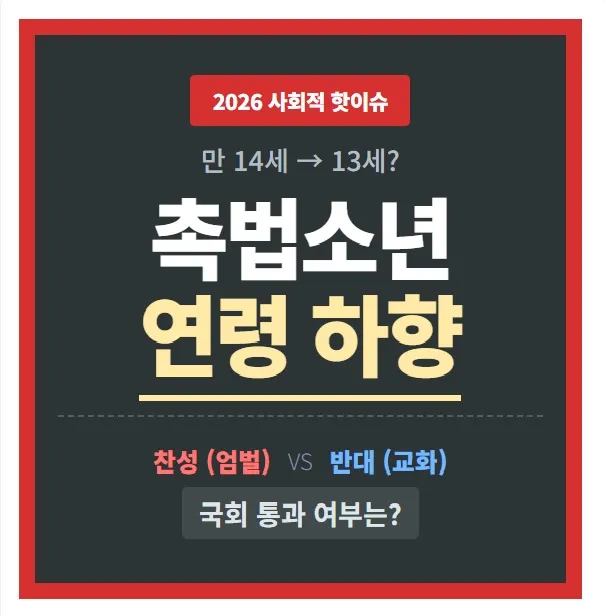 2026년 촉법소년 연령 하향 법안 통과 여부 및 국회 계류 현황, 만 13세 형사 미성년자 기준 찬성 반대 토론 근거 요약