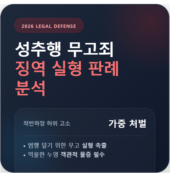 성추행 무고죄 역고소 시 2026년 최신 판례를 통한 징역형 실형 처벌 수위 및 대응 전략