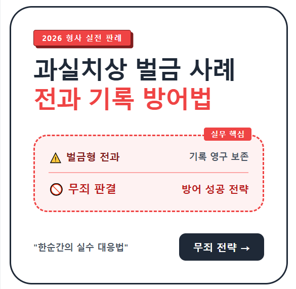 과실치상 벌금 전과 방어 판례 사례