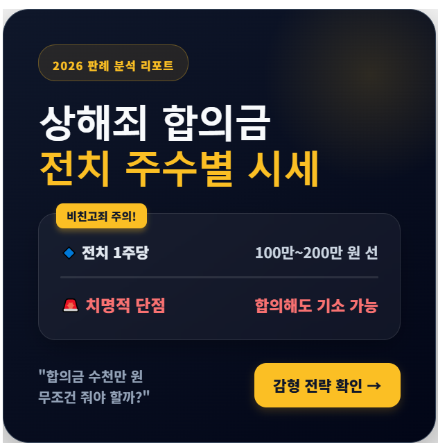 상해죄 합의금 시세 및 전치 주수별 실무 감형 효력 데이터