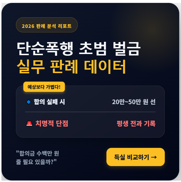 단순폭행 초범 벌금 시세 및 합의 득실 분석 데이터