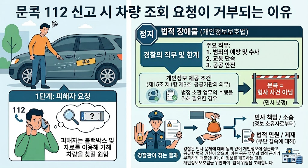 문콕 112신고 차량조회 요청이 실무적으로 거부되는 이유