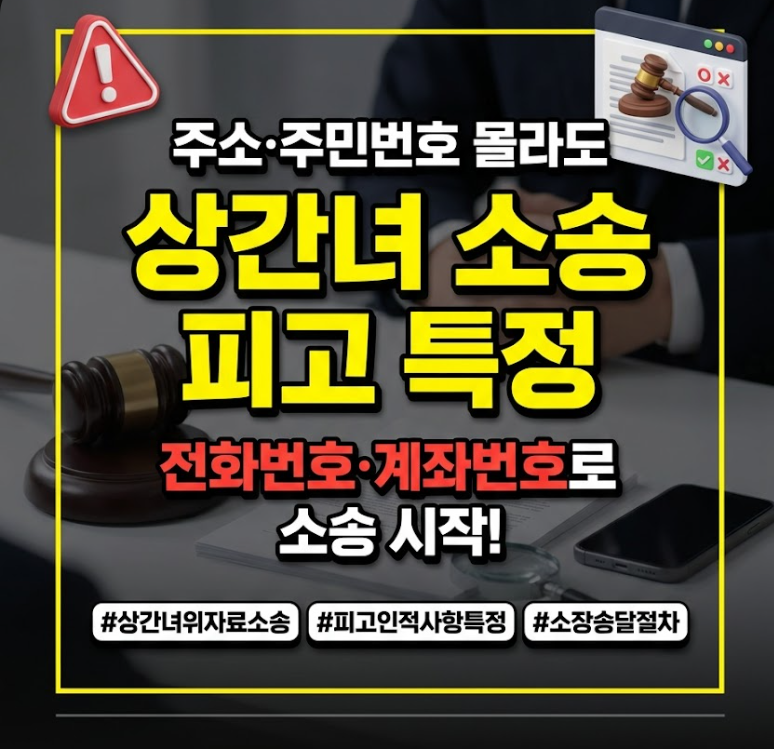 상간녀 위자료 소송 피고 인적사항