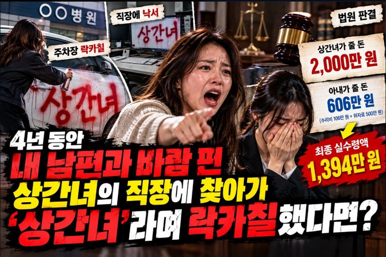 상간녀 차에 락카칠